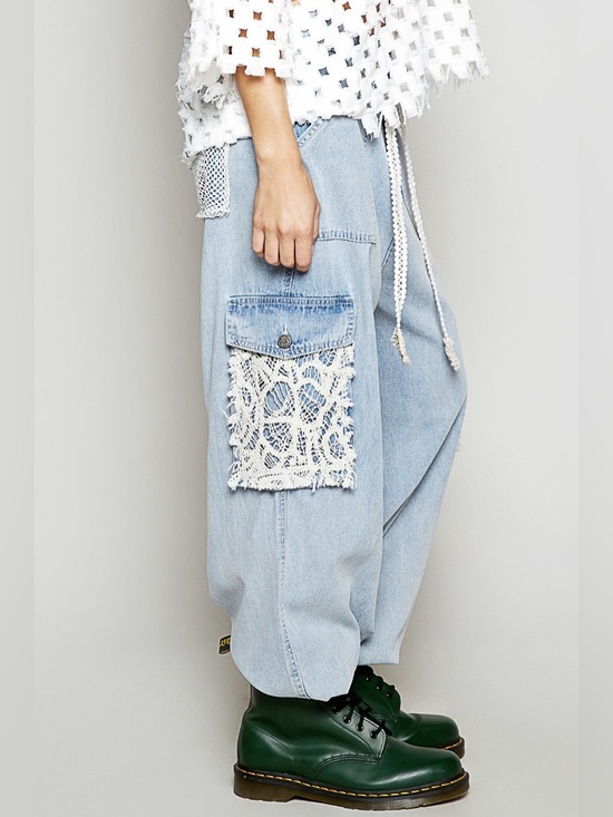 POL Pants - POL “ Crochet Cargo “ Relaxed Baggy Jeans | Denim